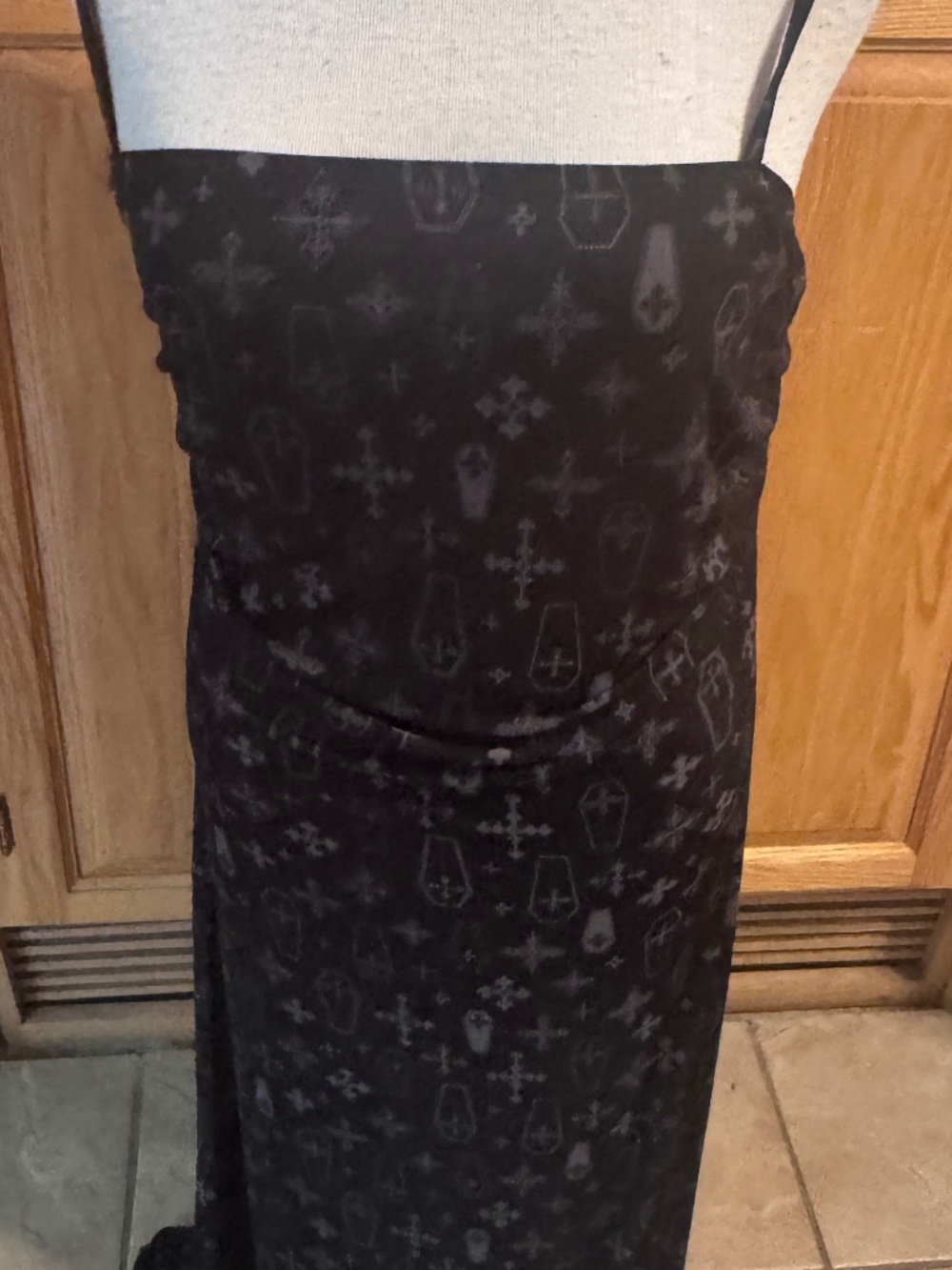 New Hot Topic Cosmic Aura XL Women's Coffin Black Spaghetti Strap Dress Long